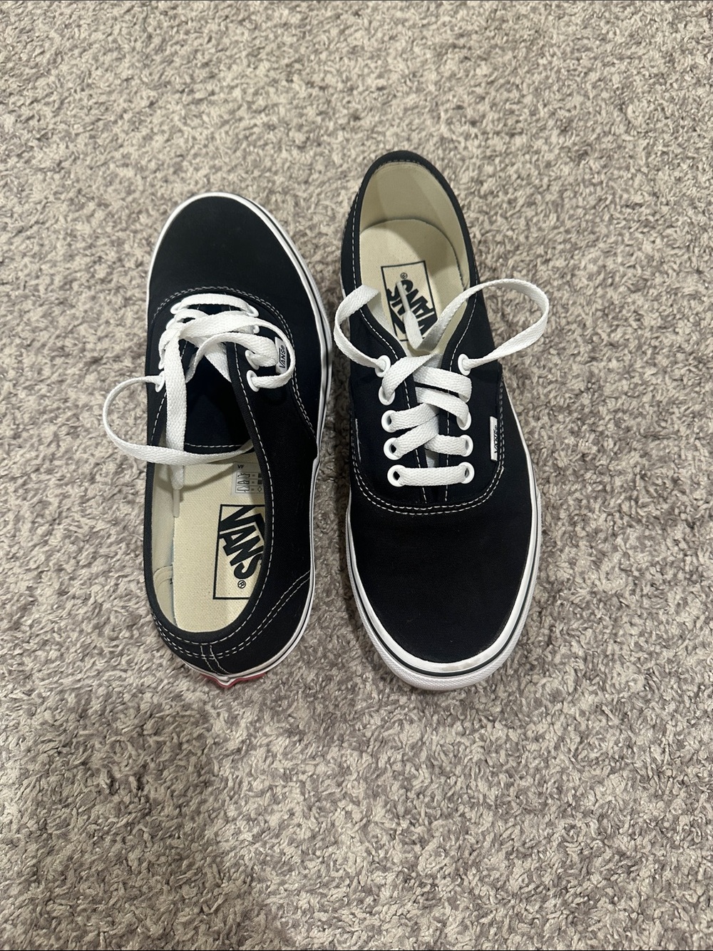 Vans Black Canvas Lace-Up Sneakers with White Laces